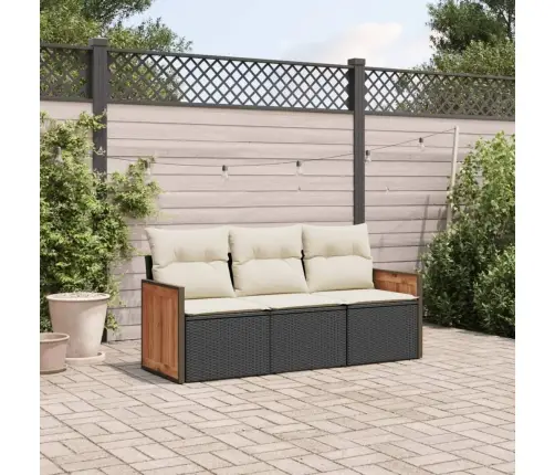 Sodo Komplektas Su Pagalvėlėmis, 3 Dalių, Juodas, Poliratanas