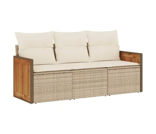 Sofos Komplektas Su Pagalvėlėmis, 3 Dalių, Smėlio, Poliratanas