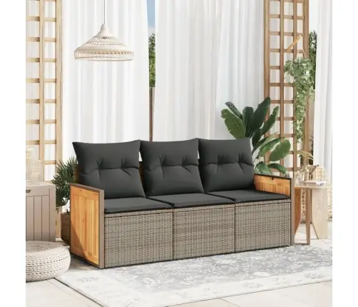 3-Osaline Aiamööblikomplekt Patjadega, Hall, Polürotang