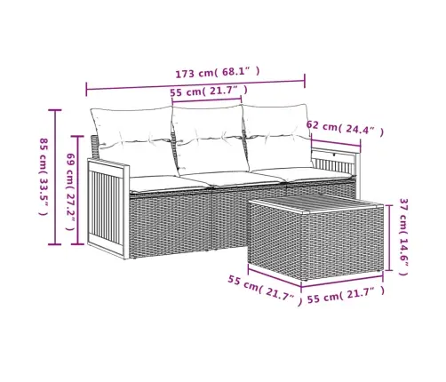 4-Osaline Aiadiivani Komplekt Patjadega, Must, Polürotang