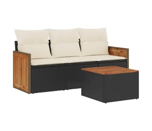 Sodo Komplektas Su Pagalvėlėmis, 4 Dalių, Juodas, Poliratanas