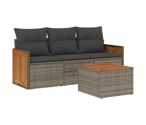 4-Daļīgs Dārza Dīvāna Komplekts Ar Matračiem, Pelēks Pe Pinums Vidaxl