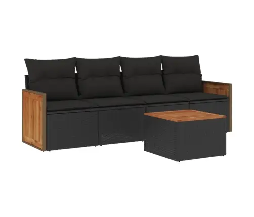 5-Osaline Aiadiivanikomplekt Patjadega, Must, Polürotang