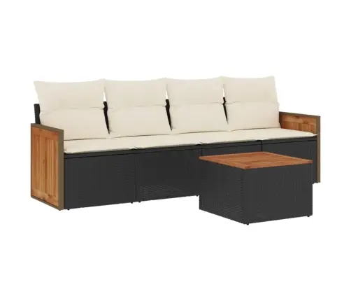 Sodo Komplektas Su Pagalvėlėmis, 5 Dalių, Juodas, Poliratanas