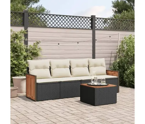 Sodo Komplektas Su Pagalvėlėmis, 5 Dalių, Juodas, Poliratanas