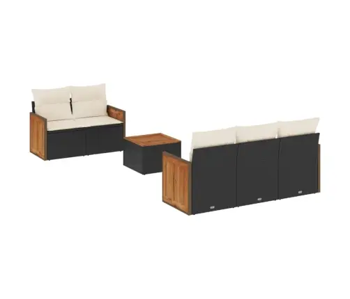 Sofos Komplektas Su Pagalvėlėmis, 6 Dalių, Juodas, Poliratanas