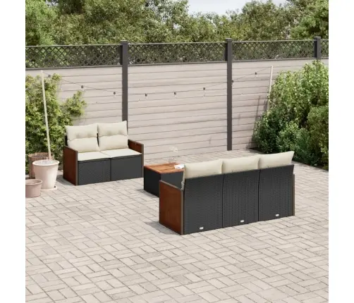 Sofos Komplektas Su Pagalvėlėmis, 6 Dalių, Juodas, Poliratanas