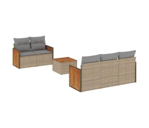 6-Daļīgs Dārza Dīvāna Komplekts, Matrači, Bēša Pe Rotangpalma Vidaxl