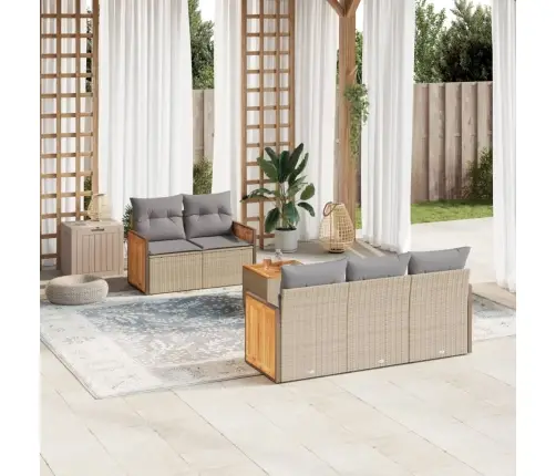 6-Daļīgs Dārza Dīvāna Komplekts, Matrači, Bēša Pe Rotangpalma Vidaxl