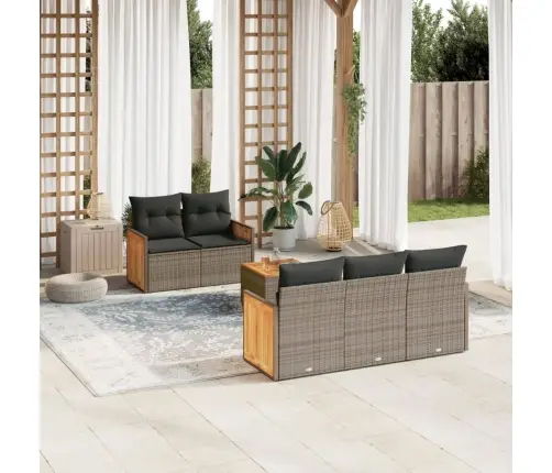 6-Daļīgs Dārza Dīvāna Komplekts Ar Matračiem, Pelēks Pe Pinums Vidaxl