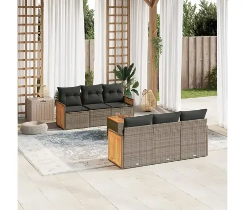 7-Daļīgs Dārza Dīvāna Komplekts, Matrači, Pelēka Pe Rotangpalma Vidaxl