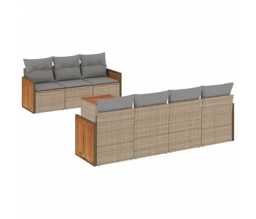 8-Daļīgs Dārza Dīvāna Komplekts, Matrači, Bēša Pe Rotangpalma Vidaxl