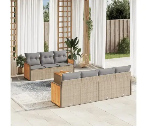 8-Daļīgs Dārza Dīvāna Komplekts, Matrači, Bēša Pe Rotangpalma Vidaxl