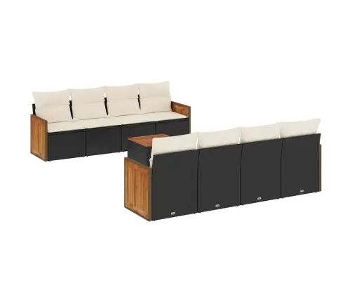 Sodo Komplektas Su Pagalvėlėmis, 9 Dalių, Juodas, Poliratanas