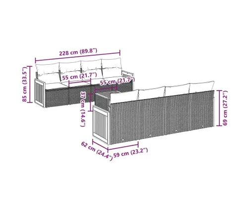 Sodo Komplektas Su Pagalvėlėmis, 9 Dalių, Juodas, Poliratanas