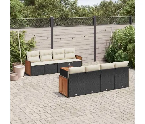 Sodo Komplektas Su Pagalvėlėmis, 9 Dalių, Juodas, Poliratanas