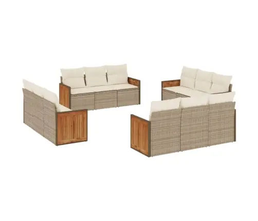 12-Daļīgs Dārza Dīvāna Komplekts, Matrači, Bēša Pe Rotangpalma Vidaxl