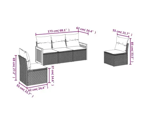 5-Osaline Aiadiivanikomplekt Patjadega, Must, Polürotang