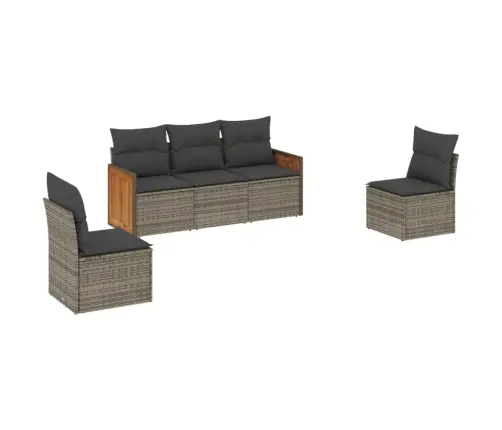 5-Daļīgs Dārza Dīvāna Komplekts Ar Matračiem, Pelēks Pe Pinums Vidaxl