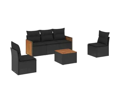 6-Daļīgs Dārza Dīvāna Komplekts, Matrači, Melna Pe Rotanpalma Vidaxl