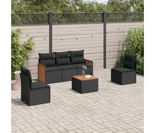 6-Daļīgs Dārza Dīvāna Komplekts, Matrači, Melna Pe Rotanpalma Vidaxl