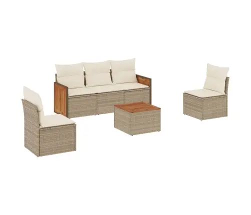 6-Daļīgs Dārza Dīvāna Komplekts, Matrači, Bēša Pe Rotangpalma Vidaxl