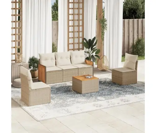 6-Daļīgs Dārza Dīvāna Komplekts, Matrači, Bēša Pe Rotangpalma Vidaxl