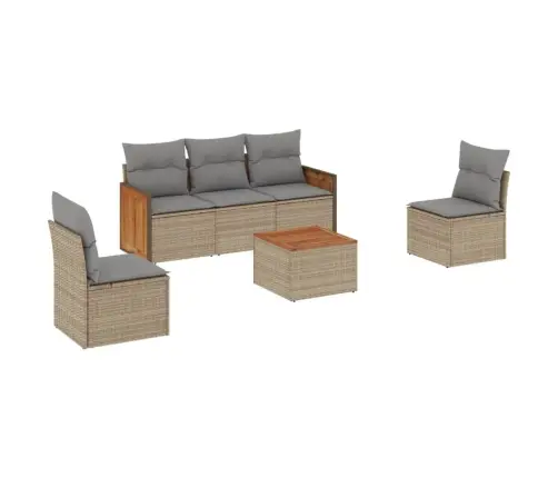 6-Daļīgs Dārza Dīvāna Komplekts, Matrači, Bēša Pe Rotangpalma Vidaxl