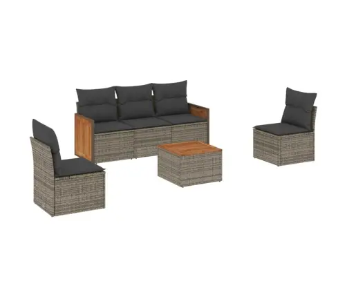 6-Daļīgs Dārza Dīvāna Komplekts Ar Matračiem, Pelēks Pe Pinums Vidaxl