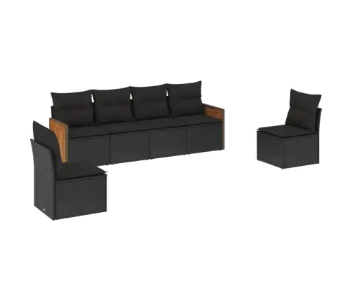 6-Daļīgs Dārza Dīvāna Komplekts, Matrači, Melna Pe Rotanpalma Vidaxl