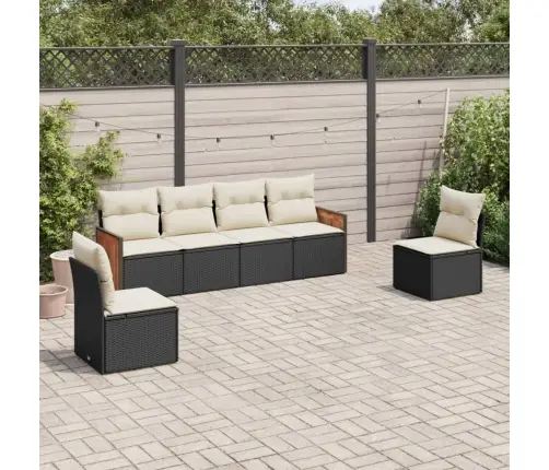 6-Daļīgs Dārza Dīvāna Komplekts, Matrači, Melna Pe Rotanpalma Vidaxl