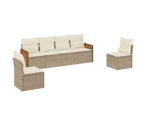 6-Daļīgs Dārza Dīvāna Komplekts, Matrači, Bēša Pe Rotangpalma Vidaxl