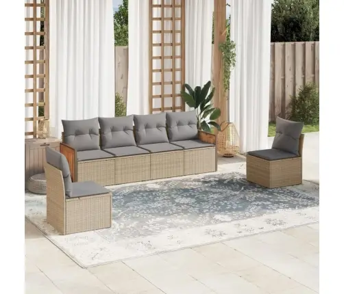 6-Daļīgs Dārza Dīvāna Komplekts, Matrači, Bēša Pe Rotangpalma Vidaxl