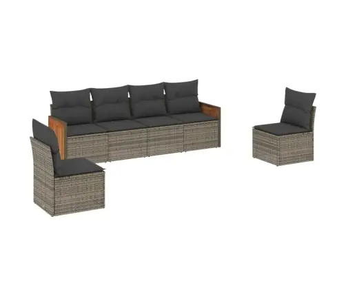 6-Daļīgs Dārza Dīvāna Komplekts Ar Matračiem, Pelēks Pe Pinums Vidaxl