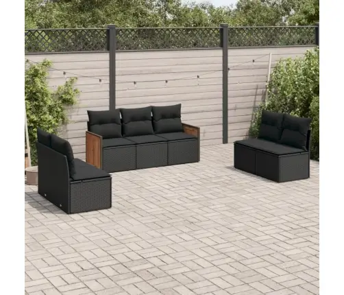 7-Daļīgs Dārza Dīvāna Komplekts Ar Matračiem, Melna Pe Vidaxl