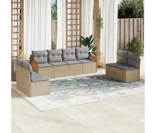 8-Osaline Aiadiivani Komplekt Patjadega, Beež, Polürotang