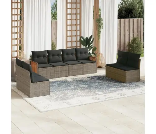 8-Daļīgs Dārza Dīvāna Komplekts Ar Matračiem, Pelēks Pe Pinums Vidaxl