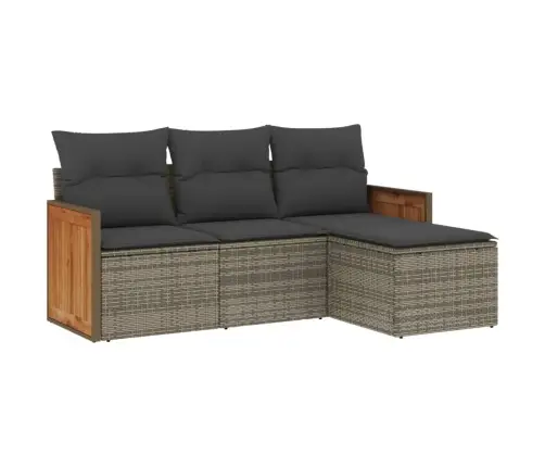 4-Daļīgs Dārza Dīvāna Komplekts Ar Matračiem, Pelēks Pe Pinums Vidaxl