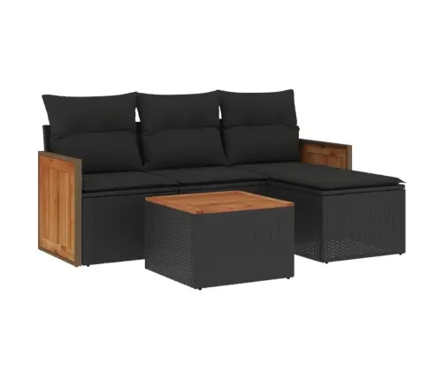 5-Daļīgs Dārza Dīvāna Komplekts Ar Matračiem, Pe Rotangpalma Vidaxl