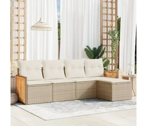 5-Osaline Aiadiivani Komplekt Patjadega, Beež, Polürotang