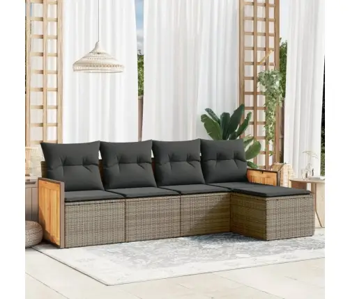 5-Osaline Aiamööblikomplekt Istmepatjadega, Polürotang, Hall