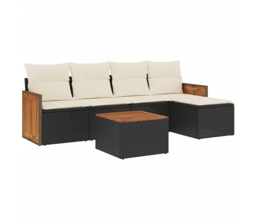 6-Daļīgs Dārza Dīvāna Komplekts, Matrači, Melna Pe Rotanpalma Vidaxl