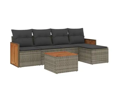 Sofos Komplektas Su Pagalvėlėmis, 6 Dalių, Pilkas, Poliratanas