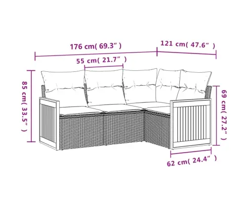 Sodo Komplektas Su Pagalvėlėmis, 5 Dalių, Juodas, Poliratanas