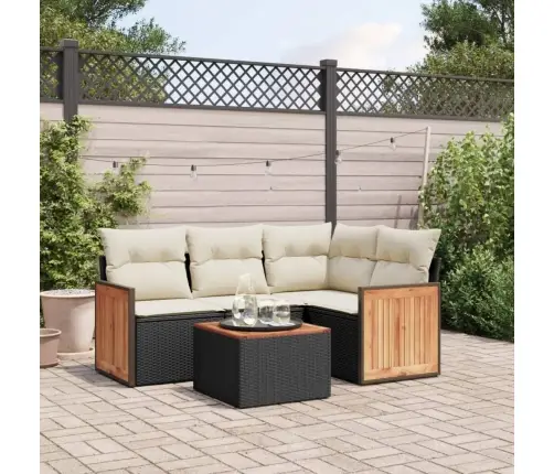 Sodo Komplektas Su Pagalvėlėmis, 5 Dalių, Juodas, Poliratanas