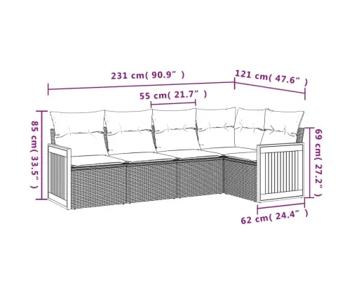 Sodo Komplektas Su Pagalvėlėmis, 5 Dalių, Juodas, Poliratanas
