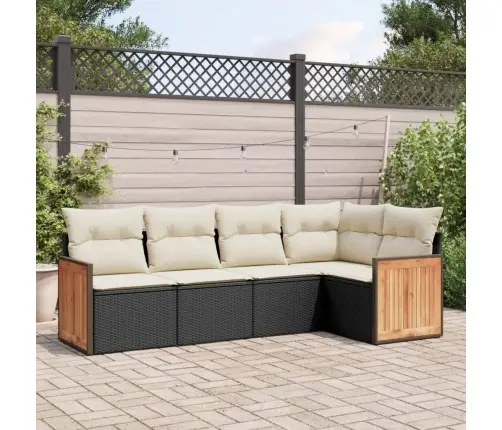 Sodo Komplektas Su Pagalvėlėmis, 5 Dalių, Juodas, Poliratanas