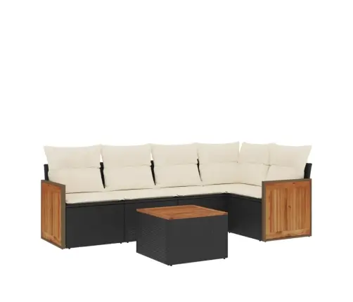 6-Daļīgs Dārza Dīvāna Komplekts, Matrači, Melna Pe Rotanpalma Vidaxl