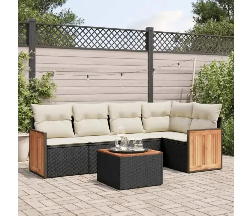 6-Daļīgs Dārza Dīvāna Komplekts, Matrači, Melna Pe Rotanpalma Vidaxl