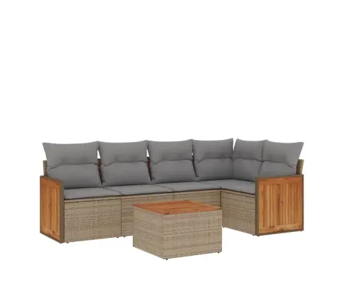 Sofos Komplektas Su Pagalvėlėmis, 6 Dalių, Smėlio, Poliratanas